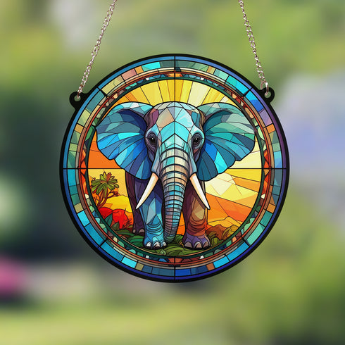 Elephant Stained Glass Effect Suncatcher
